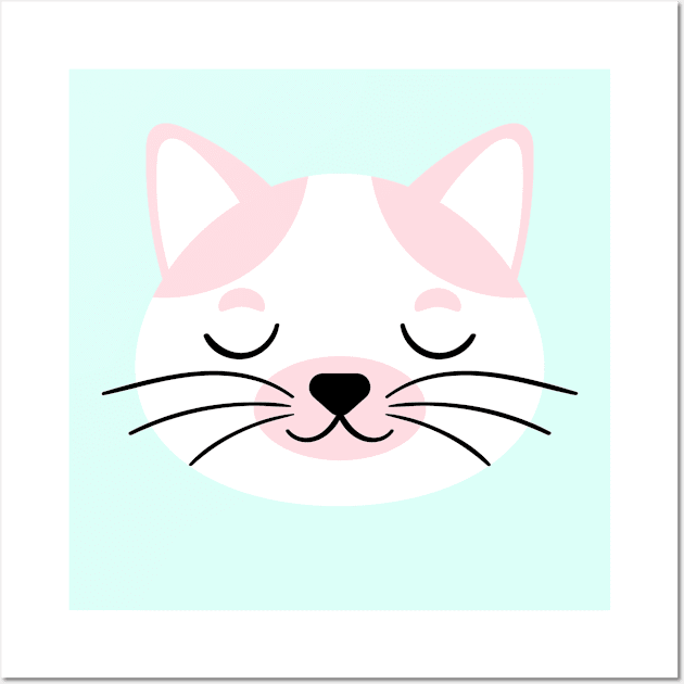 Nursery decor Cute cat face for newborns Wall Art by Syressence